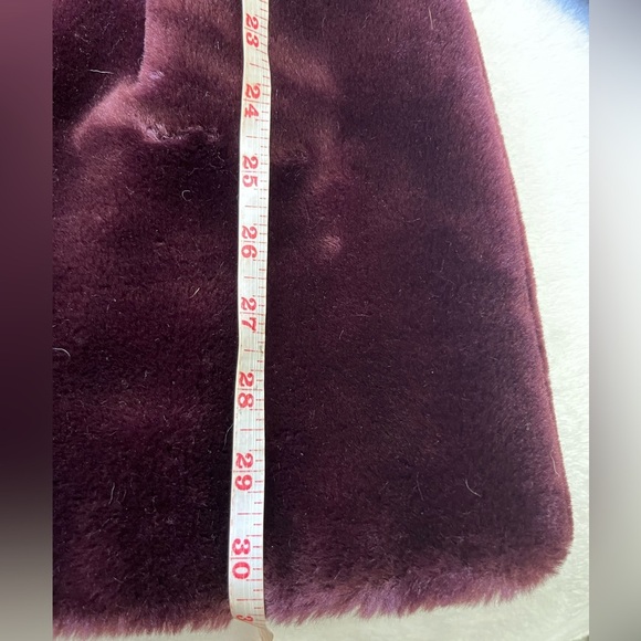 Jacques Saint Laurent Burgundy Faux Fur Coat | Vintage Glam 80s–90s - Picture 7 of 17